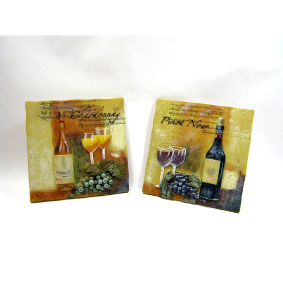 Set of 3D Textured Wine Drinkers Cafe Bistro style Kitchen Wall Art - Picture 8 of 8